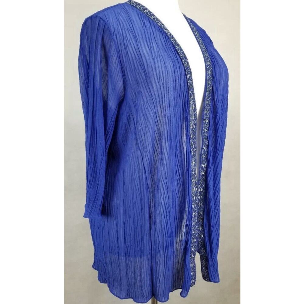 CATHERINES 3/4 SLEEVE EMBROIDERED SHEER OPEN FRONT CARDIGAN Size 3X (26/28W) - Picture 2 of 10